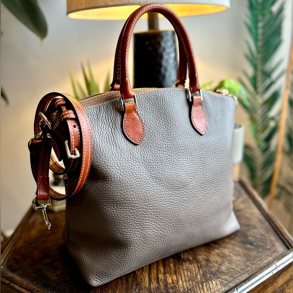 Dooney & Bourke Dillen Double Pocket Satchel in Elephant Grey - Picture 5 of 16